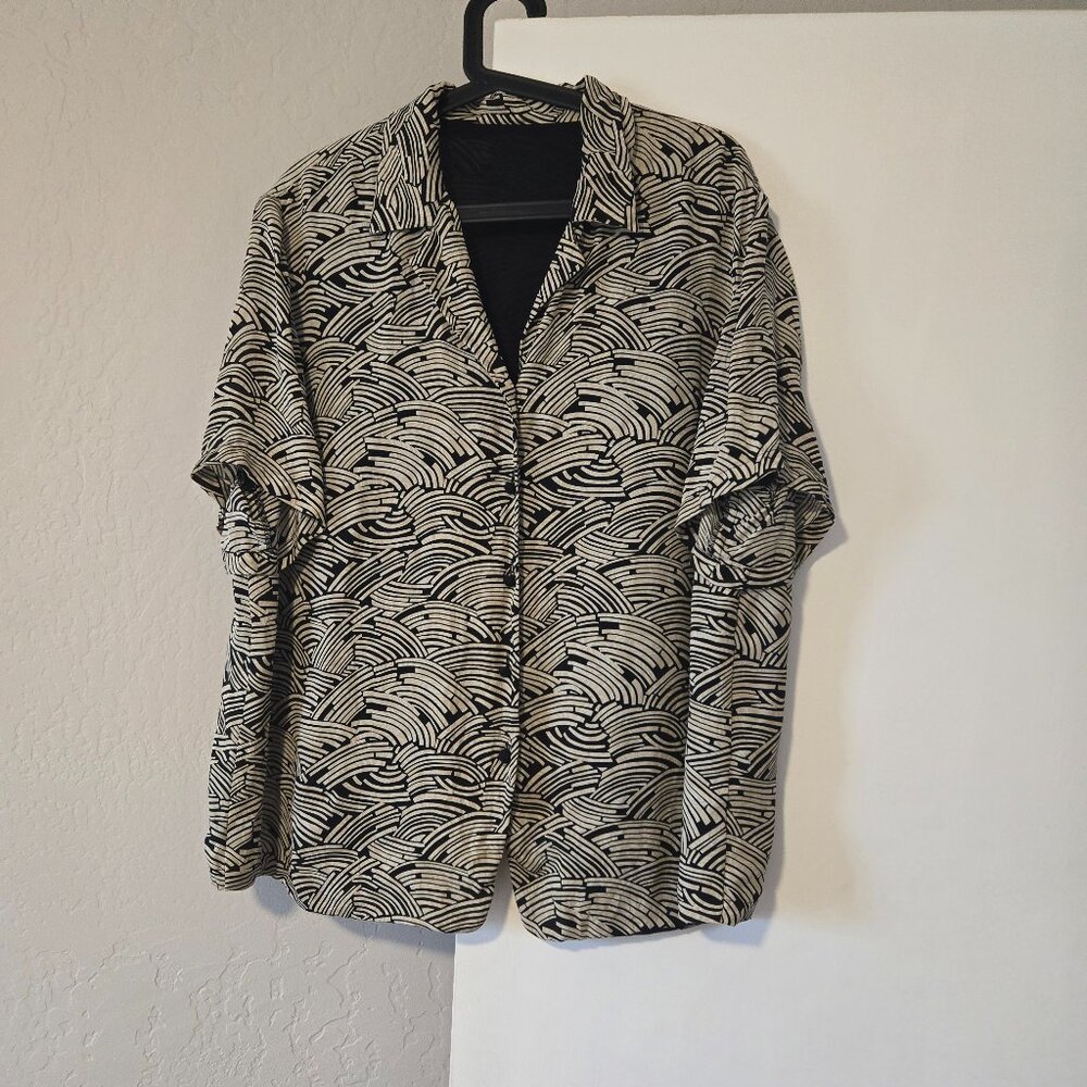 silk shirt black and white pattern